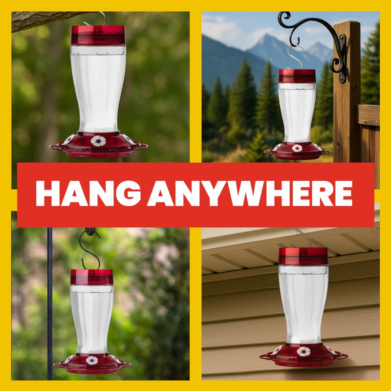 More Birds Bird Health+ Big Gulp Hummingbird Feeder, Glass Hummingbird Feeders for Outdoors, 5 Feeding Stations, 40 Ounces - Image 5